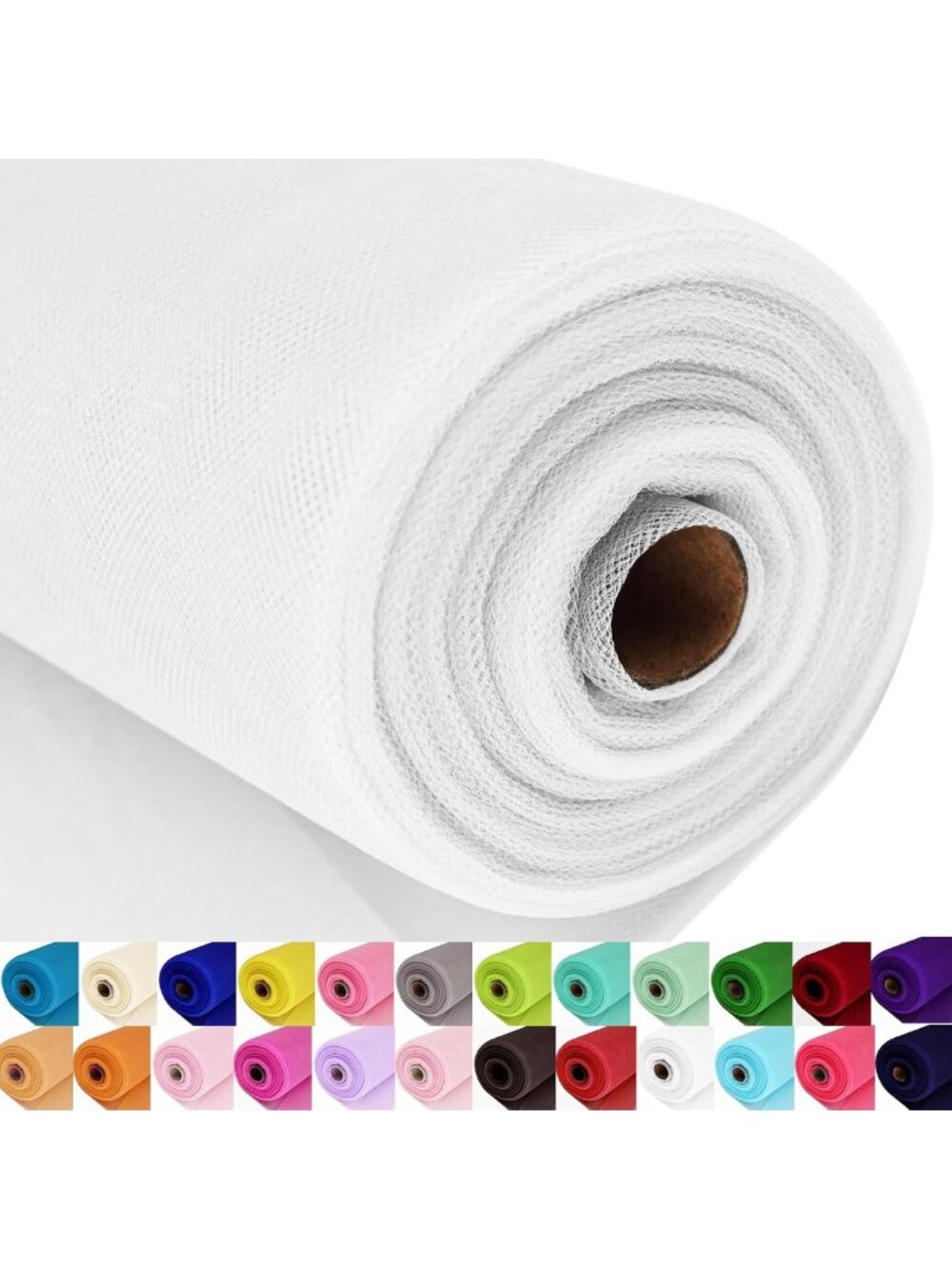 54 Inch White Tulle Fabric Roll - 40 Yards for Wedding, Party Decor, Tutu Skirts